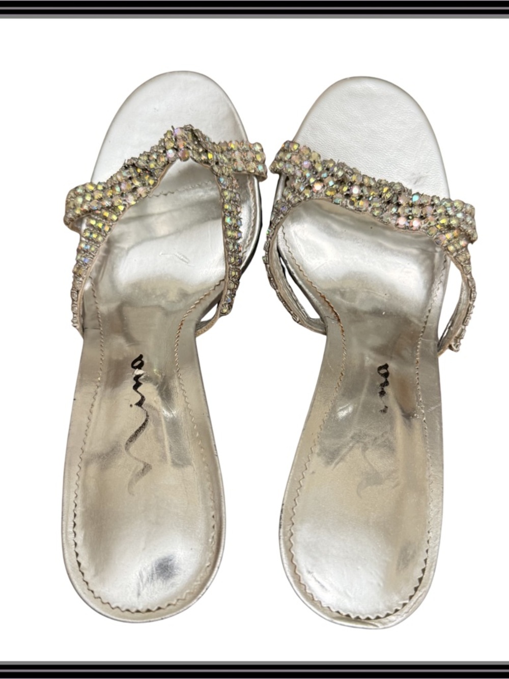 Nina Silver Rhinestone Strappy Heels Womens Size 7M Formal Prom Bridal Formal - Picture 15 of 16